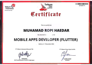Mobile Apps Developer (Flutter) certificate
